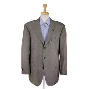 Today's Man International Black/White Houndstooth Cashmere Jacket Blazer 44R